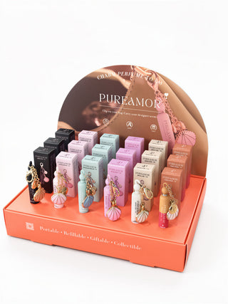 PUREAMOR Keychain Pheromone Perfume Set — 6 Signature Scents (2ml) with Display