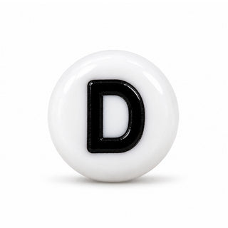 4×7mm White & Black Enamel Letter Bead – D