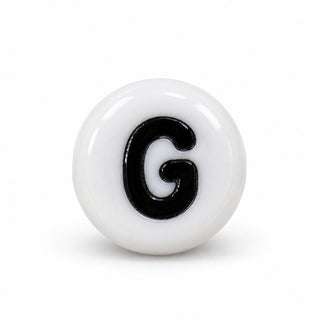 4×7mm White & Black Enamel Letter Bead – G
