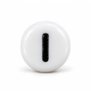 4×7mm White & Black Enamel Letter Bead – I