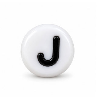 4×7mm White & Black Enamel Letter Bead – J