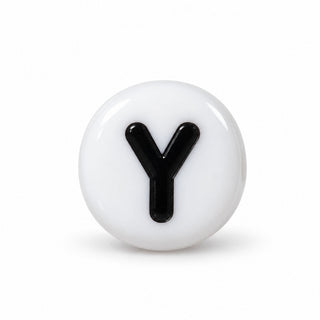 4×7mm White & Black Enamel Letter Bead – Y