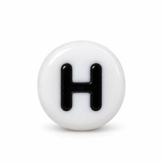 4×7mm White & Black Enamel Letter Bead – H