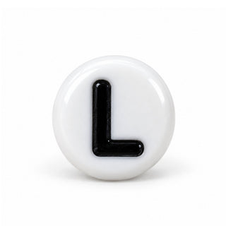 4×7mm White & Black Enamel Letter Bead – L
