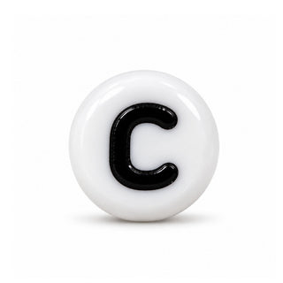 4×7mm White & Black Enamel Letter Bead – C