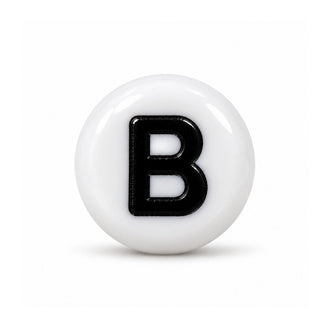 4×7mm White & Black Enamel Letter Bead – B