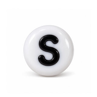 4×7mm White & Black Enamel Letter Bead – S