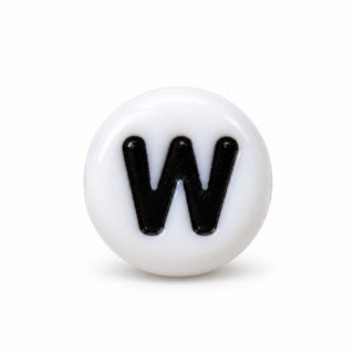 4×7mm White & Black Enamel Letter Bead – W