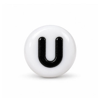 4×7mm White & Black Enamel Letter Bead – U