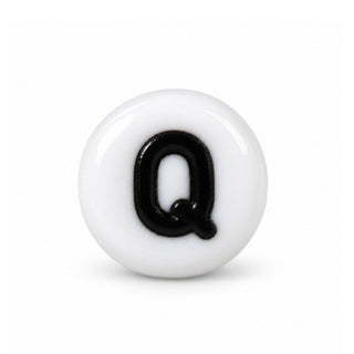 4×7mm White & Black Enamel Letter Bead – Q