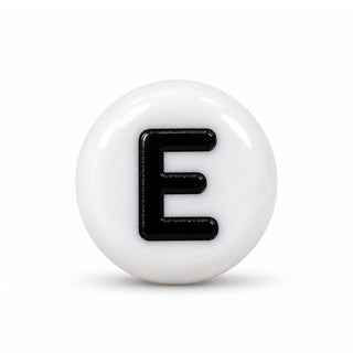 4×7mm White & Black Enamel Letter Bead – E