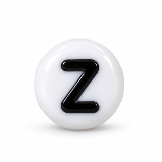 4×7mm White & Black Enamel Letter Bead – Z