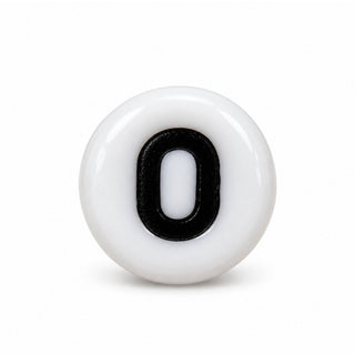 4×7mm White & Black Enamel Letter Bead – O