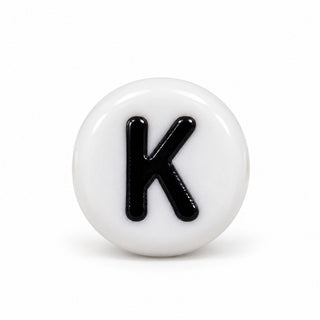 4×7mm White & Black Enamel Letter Bead – K