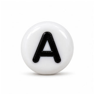 4×7mm White & Black Enamel Letter Bead – A