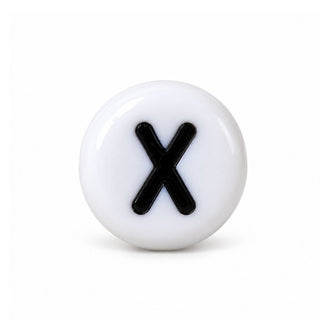 4×7mm White & Black Enamel Letter Bead – X