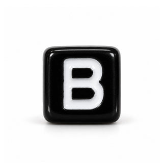 6mm Black & White Letter Bead – B