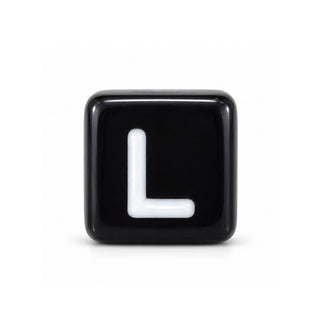 6mm Black & White Letter Bead – L