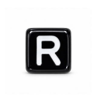 6mm Black & White Letter Bead – R