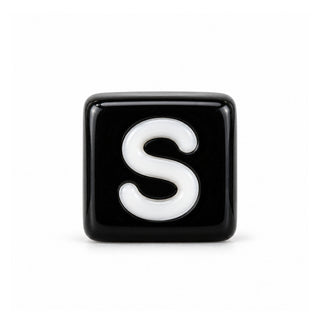 6mm Black & White Letter Bead – S
