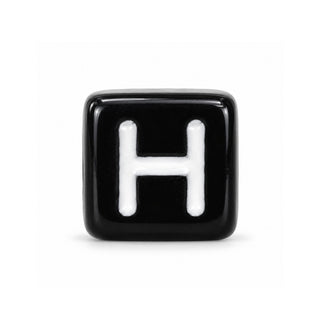 6mm Black & White Letter Bead – H