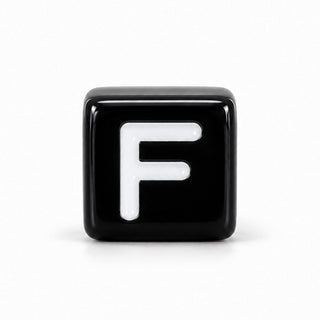 6mm Black & White Letter Bead – F