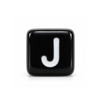 6mm Black & White Letter Bead – J