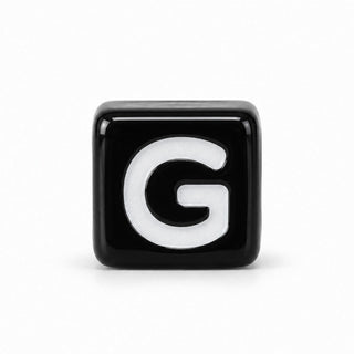 6mm Black & White Letter Bead – G
