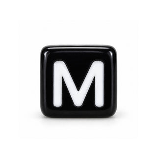 6mm Black & White Letter Bead – M