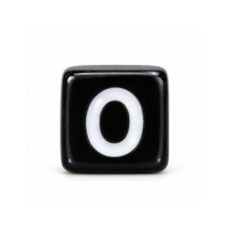 6mm Black & White Letter Bead – O