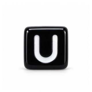6mm Black & White Letter Bead – U