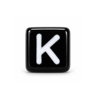 6mm Black & White Letter Bead – K