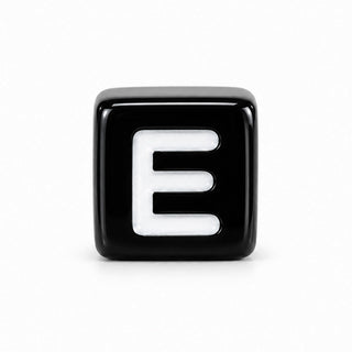 6mm Black & White Letter Bead – E