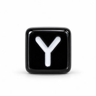 6mm Black & White Letter Bead – Y