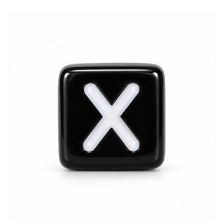 6mm Black & White Letter Bead – X