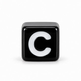 6mm Black & White Letter Bead – C