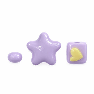 Cube, Heart & Star Bead – Two-Tone Purple