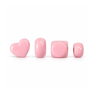 Cube, Heart & Star Bead – Solid Pink