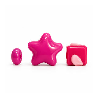 Cube, Heart & Star Bead – Two-Tone Fuchsia