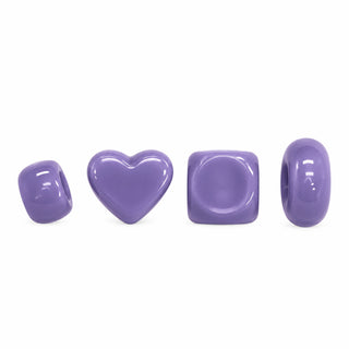 Cube, Heart & Star Bead – Solid Purple