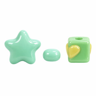 Cube, Heart & Star Bead – Two-Tone Green