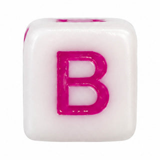 8mm White & Color Letter Bead – B