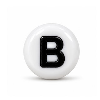 4×7mm White & Black Enamel Letter Bead – B