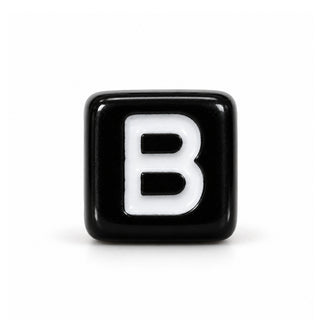 6mm Black & White Letter Bead – B