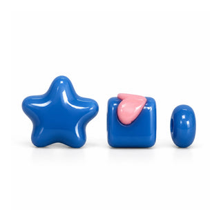 Cube, Heart & Star Bead – Two-Tone Blue