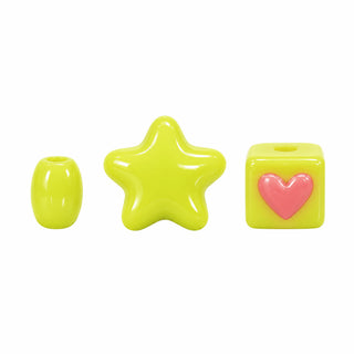Cube, Heart & Star Bead – Two-Tone Yellow