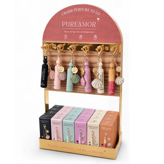 PUREAMOR Keychain Perfume Set — 6 Signature Scents (2ml) with Iron Countertop Display