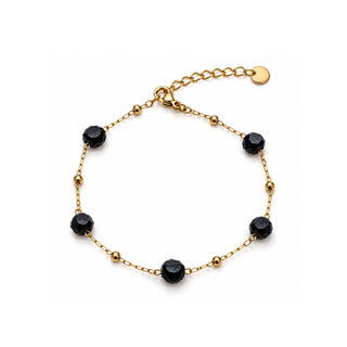 Handmade Chain Bracelet – Black Disc