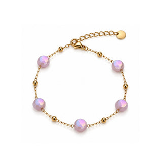 Handmade Chain Bracelet – Light Pink Disc
