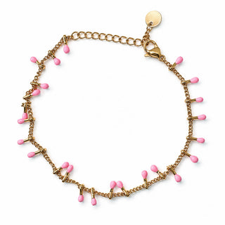 Handmade Chain Bracelet – Pink Enamel Tassel